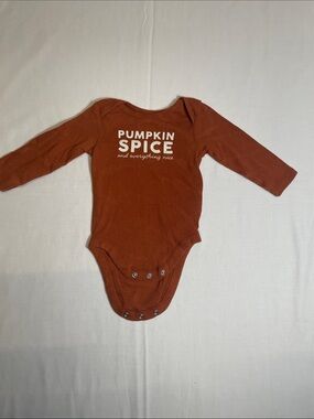 Pumpkin Spice Long-Sleeve Baby Bodysuit - Rust